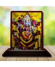Car Desk/Table Top Goddess Durga Wooden Photo Stand 3x4 Inches, Compact & Stylish Spiritual Display For Car, Home & Office (Pack Of 1) (F14431)