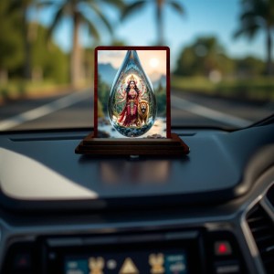 Car Desk/Table Top Goddess Durga Wooden Photo Stand 3x4 Inches, Compact & Stylish Spiritual Display For Car, Home & Office (Pack Of 1) (F14426) Car Desk/Table Top Goddess Durga Wooden Photo Stand 3x4 Inches, Compact & Stylish Spiritual Display For Car, Home & Office (Pack Of 1) (F14426)