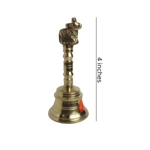 Brass Nandi Ghanti Ganti Bell for Home Mandir Puja 4 inch Brass Bell puja Religious Ceremonies Small Temple Rituals Religious inches
