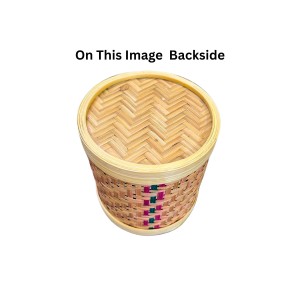 Handcrafted Bamboo Box | Woven Round Storage Container for Home, Kitchen & Décor | Natural Eco-Friendly Bamboo Craft Box