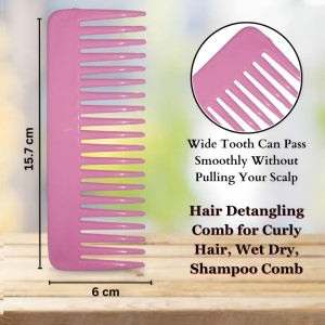 Hi Tech Sales Hair Wide Tooth Comb Detangling Frizz off detangler hair comb for Curly, long Hair & any type Hair, Wet, Dry. Shampoo Comb. Pack of 1 (Pink)