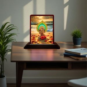 Car Desk/Table Top Lord Krishna Wooden Photo Stand 3x4 Inches, Compact & Stylish Spiritual Display For Car, Home & Office (Pack Of 1) (F14388) Car Desk/Table Top Lord Krishna Wooden Photo Stand 3x4 Inches, Compact & Stylish Spiritual Display For Car, Home & Office (Pack Of 1) (F14388)
