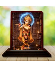 Car Desk/Table Top Lord Krishna Wooden Photo Stand 3x4 Inches, Compact & Stylish Spiritual Display For Car, Home & Office (Pack Of 1) (F14387) Car Desk/Table Top Lord Krishna Wooden Photo Stand 3x4 Inches, Compact & Stylish Spiritual Display For Car, Home & Office (Pack Of 1) (F14387)
