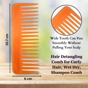 Hi Tech Sales Hair Wide Tooth Comb Detangling Frizz off detangler hair comb for Curly, long Hair & any type Hair, Wet, Dry. Shampoo Comb. Pack of 1 (Orange)