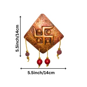 Handcrafted Terracotta Wall Hanging Ornament with Trishul, Om & Swastik Symbols | Decorative Spiritual Home décor for Entrance, Pooja Room & Living Room (Triangular) Handcrafted Terracotta Wall Hanging Ornament with Trishul, Om & Swastik Symbols | Decorative Spiritual Home décor for Entrance, Pooja Room & Living Room (Triangular)