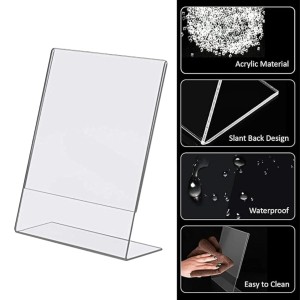 Acrylic Tent Card Holder, Slanted L Shape Menu Display Stand, Clear Portrait Frame for Desk, Photo, Flyer, Document, Paper Display, 3MM Premium Cast Acrylic Signage Stand, A4 Size/3Pcs Acrylic Tent Card Holder, Slanted L Shape Menu Display Stand, Clear Portrait Frame for Desk, Photo, Flyer, Document, Paper Display, 3MM Premium Cast Acrylic Signage Stand, A4 Size/3Pcs