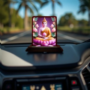 Car Desk/Table Top Lord Buddha Wooden Photo Stand 3x4 Inches, Compact & Stylish Spiritual Display For Car, Home & Office (Pack Of 1) (F14415) Car Desk/Table Top Lord Buddha Wooden Photo Stand 3x4 Inches, Compact & Stylish Spiritual Display For Car, Home & Office (Pack Of 1) (F14415)