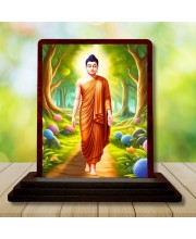 Car Desk/Table Top God Buddha Wooden Photo Stand 3x4 Inches, Compact & Stylish Spiritual Display For Car, Home & Office (Pack Of 1) (F14570)