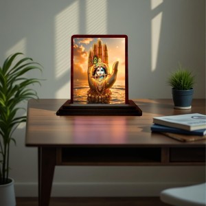 Car Desk/Table Top Lord Krishna Wooden Photo Stand 3x4 Inches, Compact & Stylish Spiritual Display For Car, Home & Office (Pack Of 1) (F14384) Car Desk/Table Top Lord Krishna Wooden Photo Stand 3x4 Inches, Compact & Stylish Spiritual Display For Car, Home & Office (Pack Of 1) (F14384)