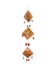 Handcrafted Terracotta Wall Hanging Ornament with Trishul, Om & Swastik Symbols | Decorative Spiritual Home décor for Entrance, Pooja Room & Living Room (Triangular) Handcrafted Terracotta Wall Hanging Ornament with Trishul, Om & Swastik Symbols | Decorative Spiritual Home décor for Entrance, Pooja Room & Living Room (Triangular)