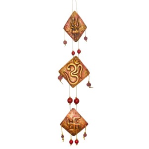 Handcrafted Terracotta Wall Hanging Ornament with Trishul, Om & Swastik Symbols | Decorative Spiritual Home décor for Entrance, Pooja Room & Living Room (Triangular) Handcrafted Terracotta Wall Hanging Ornament with Trishul, Om & Swastik Symbols | Decorative Spiritual Home décor for Entrance, Pooja Room & Living Room (Triangular)