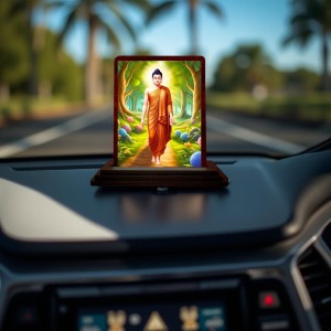 Car Desk/Table Top God Buddha Wooden Photo Stand 3x4 Inches, Compact & Stylish Spiritual Display For Car, Home & Office (Pack Of 1) (F14570) Car Desk/Table Top God Buddha Wooden Photo Stand 3x4 Inches, Compact & Stylish Spiritual Display For Car, Home & Office (Pack Of 1) (F14570)
