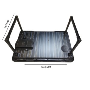 Hitech Sales, Portable Laptop Table with Foldable Legs, Multi-Utility Slots & Gray Striped Woodgrain Finish – Bed Table for Work, Study & Entertainment Hitech Sales, Portable Laptop Table with Foldable Legs, Multi-Utility Slots & Gray Striped Woodgrain Finish – Bed Table for Work, Study & Entertainment