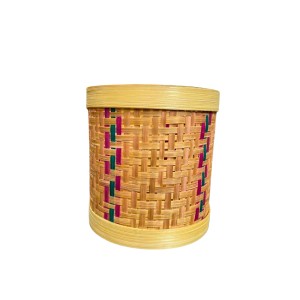 Handcrafted Bamboo Box | Woven Round Storage Container for Home, Kitchen & Décor | Natural Eco-Friendly Bamboo Craft Box