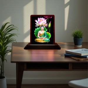 Car Desk/Table Top Lord Buddha Wooden Photo Stand 3x4 Inches, Compact & Stylish Spiritual Display For Car, Home & Office (Pack Of 1) (F14410) Car Desk/Table Top Lord Buddha Wooden Photo Stand 3x4 Inches, Compact & Stylish Spiritual Display For Car, Home & Office (Pack Of 1) (F14410)