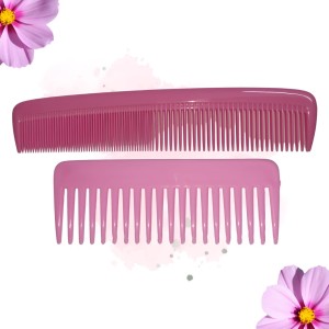 Hi Tech Sales Green Dressing Hair Comb & Wide Tooth Shampoo Comb for Men & Women | Pack of 2 (Pink) Hi Tech Sales Green Dressing Hair Comb & Wide Tooth Shampoo Comb for Men & Women | Pack of 2 (Pink)