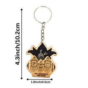 Jagannath Puri Dham Wooden Keychain | Lord Jagannath Balabhadra Subhadra Engraved MDF Key Ring | Spiritual Religious Keychain for Bike, Car & Home Jagannath Puri Dham Wooden Keychain | Lord Jagannath Balabhadra Subhadra Engraved MDF Key Ring | Spiritual Religious Keychain for Bike, Car & Home