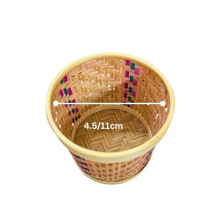 Handcrafted Bamboo Box | Woven Round Storage Container for Home, Kitchen & Décor | Natural Eco-Friendly Bamboo Craft Box
