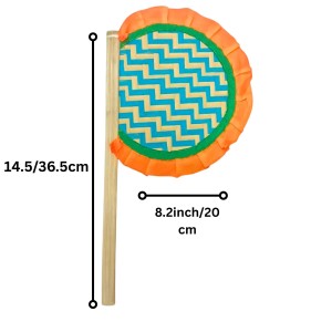Handmade Bamboo Hand Fan (Hatpakha) – Traditional Hand-Painted Handheld Fan for Cool Air, Home Décor, Festivals & Puja | Eco-Friendly Travel Fan (14.5 × 8.2 cm) (Orange)