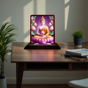 Car Desk/Table Top Lord Buddha Wooden Photo Stand 3x4 Inches, Compact & Stylish Spiritual Display For Car, Home & Office (Pack Of 1) (F14415) Car Desk/Table Top Lord Buddha Wooden Photo Stand 3x4 Inches, Compact & Stylish Spiritual Display For Car, Home & Office (Pack Of 1) (F14415)