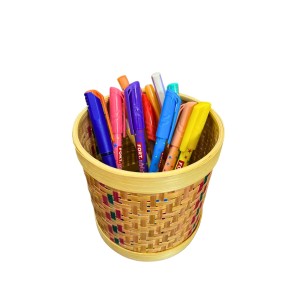 Handcrafted Bamboo Box | Woven Round Storage Container for Home, Kitchen & Décor | Natural Eco-Friendly Bamboo Craft Box