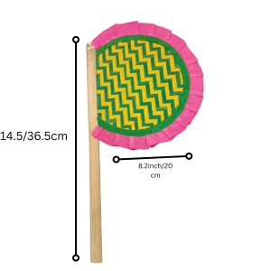 Handmade Bamboo Hand Fan (Hatpakha) – Traditional Hand-Painted Handheld Fan for Cool Air, Home Décor, Festivals & Puja | Eco-Friendly Travel Fan pink (14.5 × 8.2 cm)