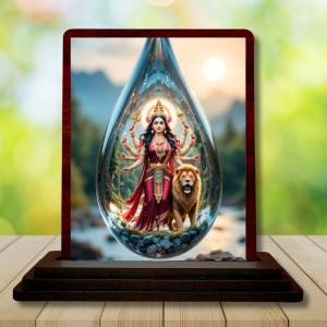 Car Desk/Table Top Goddess Durga Wooden Photo Stand 3x4 Inches, Compact & Stylish Spiritual Display For Car, Home & Office (Pack Of 1) (F14426) Car Desk/Table Top Goddess Durga Wooden Photo Stand 3x4 Inches, Compact & Stylish Spiritual Display For Car, Home & Office (Pack Of 1) (F14426)