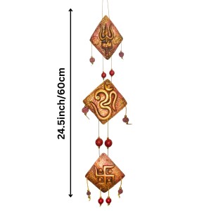 Handcrafted Terracotta Wall Hanging Ornament with Trishul, Om & Swastik Symbols | Decorative Spiritual Home décor for Entrance, Pooja Room & Living Room (Triangular) Handcrafted Terracotta Wall Hanging Ornament with Trishul, Om & Swastik Symbols | Decorative Spiritual Home décor for Entrance, Pooja Room & Living Room (Triangular)