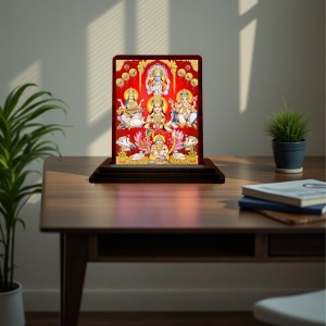 Car Desk/Table Top Goddess Lakshmi Ganesha Kubera Wooden Photo Stand 3x4 Inches, Compact & Stylish Spiritual Display For Car, Home & Office (Pack Of 1) (F14566) Car Desk/Table Top Goddess Lakshmi Ganesha Kubera Wooden Photo Stand 3x4 Inches, Compact & Stylish Spiritual Display For Car, Home & Office (Pack Of 1) (F14566)