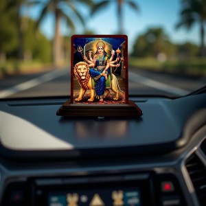 Car Desk/Table Top Goddess Durga Wooden Photo Stand 3x4 Inches, Compact & Stylish Spiritual Display For Car, Home & Office (Pack Of 1) (F14412) Car Desk/Table Top Goddess Durga Wooden Photo Stand 3x4 Inches, Compact & Stylish Spiritual Display For Car, Home & Office (Pack Of 1) (F14412)
