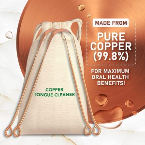 Pure Copper Tongue Cleaner Scraper – 100% Natural Oral Hygiene Tool – Rust-Free, Durable, Eco-Friendly Tongue Scraper for Fresh Breath – Ayurvedic Dental Care for Adults & Kids – 2 Pack
