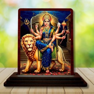 Car Desk/Table Top Goddess Durga Wooden Photo Stand 3x4 Inches, Compact & Stylish Spiritual Display For Car, Home & Office (Pack Of 1) (F14412) Car Desk/Table Top Goddess Durga Wooden Photo Stand 3x4 Inches, Compact & Stylish Spiritual Display For Car, Home & Office (Pack Of 1) (F14412)