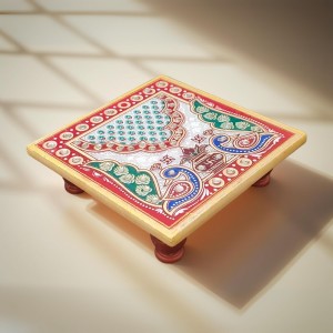 HiTechMart Handcrafted Marble Puja Chowki with Kundan Work, Makrana Marble Pooja Platform with Enamel Painting & Plastic Legs, Decorative Chowki for Mandir, Rituals, Home Décor - 4x4 inch (1, Square) HiTechMart Handcrafted Marble Puja Chowki with Kundan Work, Makrana Marble Pooja Platform with Enamel Painting & Plastic Legs, Decorative Chowki for Mandir, Rituals, Home Décor - 4x4 inch (1, Square)