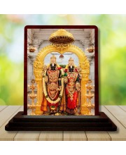 Car Desk/Table Top Lord Balaji And Lakshmi Wooden Photo Stand 3x4 Inches, Compact & Stylish Spiritual Display For Car, Home & Office (Pack Of 1) (F14396)