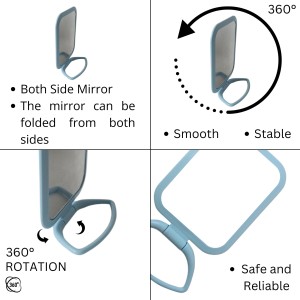 Hitech Sales Desk Mirror Student Bedroom, Foldable HD Dressing Mirror, Portable Princess Square Beauty Small Travel Suitable for Gifts Women (Light Blue Pack - 1) (Sky) Hitech Sales Desk Mirror Student Bedroom, Foldable HD Dressing Mirror, Portable Princess Square Beauty Small Travel Suitable for Gifts Women (Light Blue Pack - 1) (Sky)