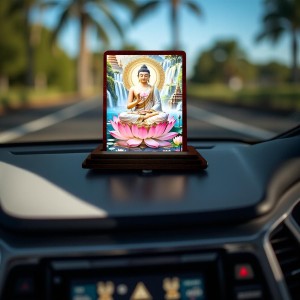 Car Desk/Table Top Lord Buddha Wooden Photo Stand 3x4 Inches, Compact & Stylish Spiritual Display For Car, Home & Office (Pack Of 1) (F14411) Car Desk/Table Top Lord Buddha Wooden Photo Stand 3x4 Inches, Compact & Stylish Spiritual Display For Car, Home & Office (Pack Of 1) (F14411)