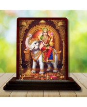 Car Desk/Table Top Goddess Mahalakshmi Wooden Photo Stand 3x4 Inches, Compact & Stylish Spiritual Display For Car, Home & Office (Pack Of 1) (F14579)