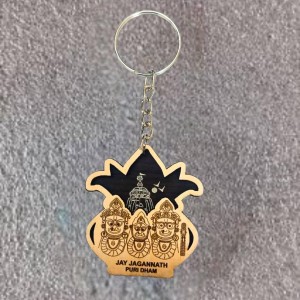 Jagannath Puri Dham Wooden Keychain | Lord Jagannath Balabhadra Subhadra Engraved MDF Key Ring | Spiritual Religious Keychain for Bike, Car & Home Jagannath Puri Dham Wooden Keychain | Lord Jagannath Balabhadra Subhadra Engraved MDF Key Ring | Spiritual Religious Keychain for Bike, Car & Home