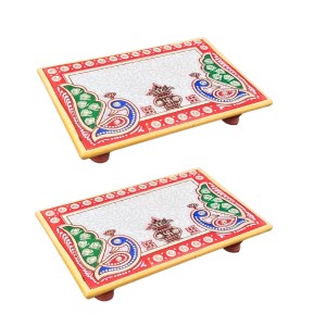HiTechMart Makrana Marble Rectangular Puja Chowki with Hand-Painted Meenakari & Kundan Work – Decorative Bajot/Singhasan for Home Mandir, Vrat, Festivals, Pooja & Gifting Purpose (2, Rectangular) HiTechMart Makrana Marble Rectangular Puja Chowki with Hand-Painted Meenakari & Kundan Work – Decorative Bajot/Singhasan for Home Mandir, Vrat, Festivals, Pooja & Gifting Purpose (2, Rectangular)