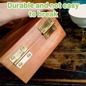 12 pcs Mini Hinges with Screws – Small Brass Hardware for Wooden Boxes, Models & Furniture