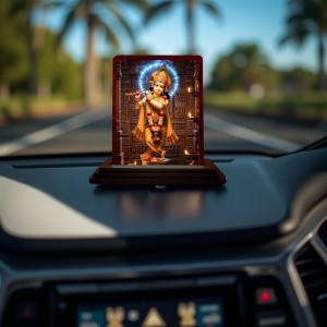 Car Desk/Table Top Lord Krishna Wooden Photo Stand 3x4 Inches, Compact & Stylish Spiritual Display For Car, Home & Office (Pack Of 1) (F14387) Car Desk/Table Top Lord Krishna Wooden Photo Stand 3x4 Inches, Compact & Stylish Spiritual Display For Car, Home & Office (Pack Of 1) (F14387)