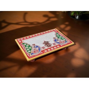 HiTechMart Makrana Marble Rectangular Puja Chowki with Hand-Painted Meenakari & Kundan Work – Decorative Bajot/Singhasan for Home Mandir, Vrat, Festivals, Pooja & Gifting Purpose (1, Rectangular) HiTechMart Makrana Marble Rectangular Puja Chowki with Hand-Painted Meenakari & Kundan Work – Decorative Bajot/Singhasan for Home Mandir, Vrat, Festivals, Pooja & Gifting Purpose (1, Rectangular)