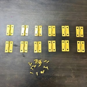 12 pcs Mini Hinges with Screws – Small Brass Hardware for Wooden Boxes, Models & Furniture
