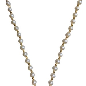 Hitech Sales Artificial Pearl Garland Mala Necklace | Decorative Pearl Chain for Pooja, Mandir, and Festive Decorations | White and Gold Beads Mala with Hanging Pendant Hitech Sales Artificial Pearl Garland Mala Necklace | Decorative Pearl Chain for Pooja, Mandir, and Festive Decorations | White and Gold Beads Mala with Hanging Pendant