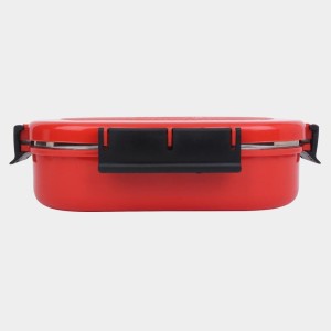 Steel Lunch Box, 2 Containers and 1 Spoon, Plastic and Steel, Big Container: 3 X 7 X 19 cm; Small Container: 3 X 5 X 10 cm, Spoon: 13 cm, 2 Containers, 1Spoon