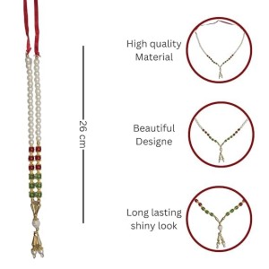 Hitech Sales Artificial Pearl and Bead Decorative Garland Mala for Pooja, Mandir, Home Dcor, and Festivals | Multicolor Design with Pendant Hanging (26 cm - Small - 1 Piece)