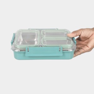Hitech Sales Plastic & Steel Lunch Box – Compact, Durable & Leakproof – Green