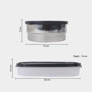 Steel Lunch Box, 3 Containers and 1 Bag, Big Container: 3.5 X 10 X 20 cm, Small Container: 5 X 10 cm, 2 Steel Containers, 1Plastic Container, 1Bag Steel Lunch Box, 3 Containers and 1 Bag, Big Container: 3.5 X 10 X 20 cm, Small Container: 5 X 10 cm, 2 Steel Containers, 1Plastic Container, 1Bag