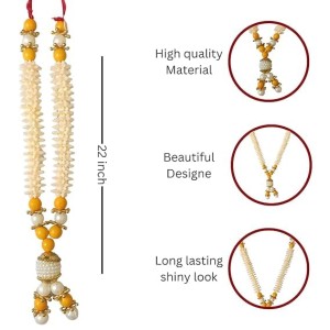Hitech Sales Traditional Artificial Beaded Mala for Pooja, Festivals, and Decorations | Pearl and Bead Garland with Red Thread (Small - 22 cm,) Hitech Sales Traditional Artificial Beaded Mala for Pooja, Festivals, and Decorations | Pearl and Bead Garland with Red Thread (Small - 22 cm,)