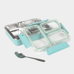 Hitech Sales Plastic & Steel Lunch Box – Compact, Durable & Leakproof – Green